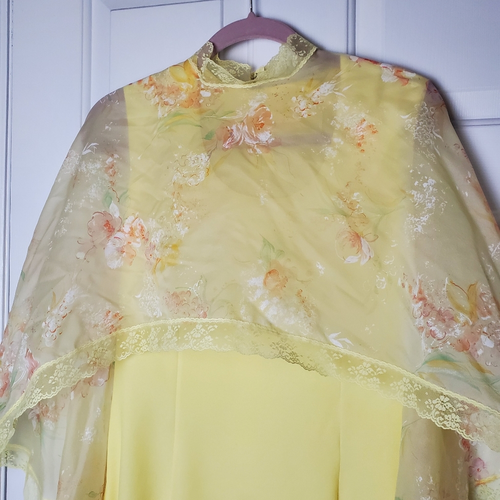 Handmade Vintage Dress With Floral Poncho